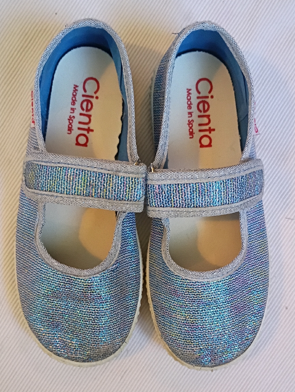 Cienta Girls Blue Sparkly Canvas Mary Jane's